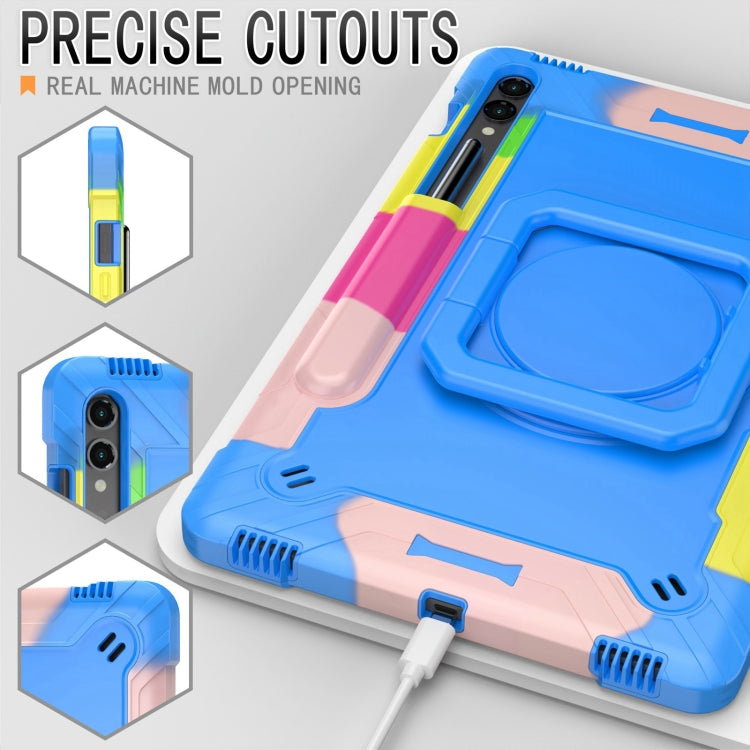 For Samsung Galaxy Tab S9 FE+ / S9+ Handle Robot Silicone Hybrid PC Tablet Case(Camouflage Blue) by bashfashion