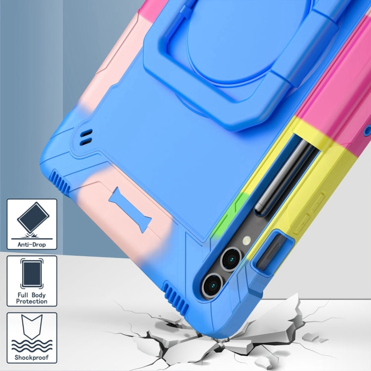 For Samsung Galaxy Tab S9 FE+ / S9+ Handle Robot Silicone Hybrid PC Tablet Case(Camouflage Blue) by bashfashion