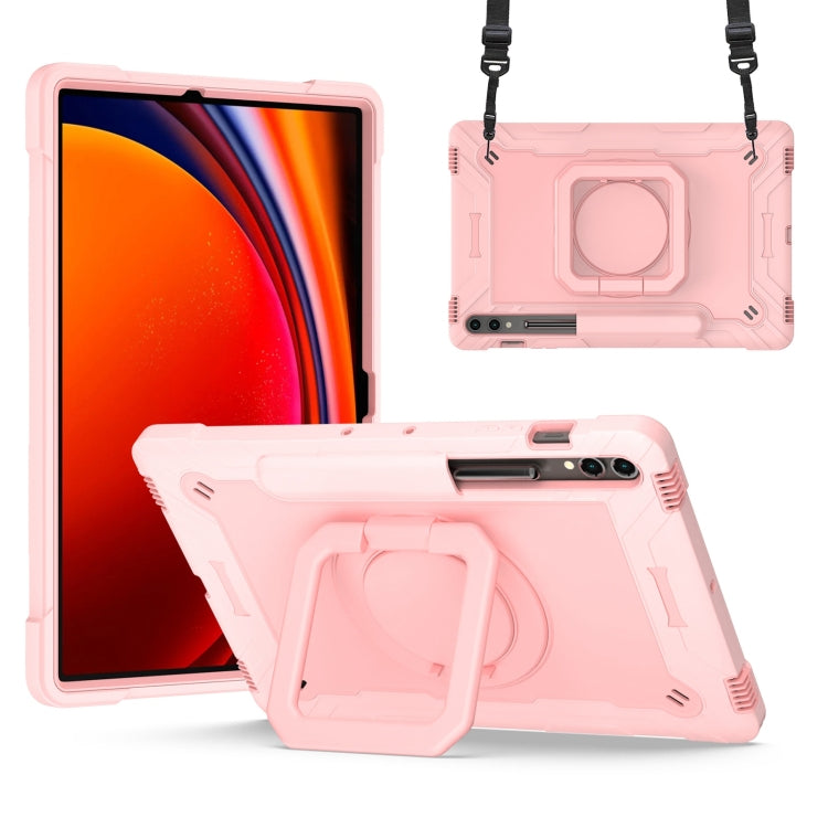 For Samsung Galaxy Tab S9 FE+ / S9+ Handle Robot Silicone Hybrid PC Tablet Case(Rose Gold) by bashfashion