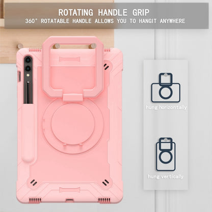 For Samsung Galaxy Tab S9 FE+ / S9+ Handle Robot Silicone Hybrid PC Tablet Case(Rose Gold) by bashfashion