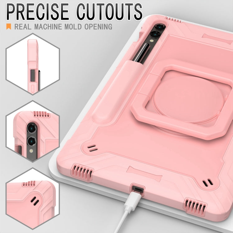 For Samsung Galaxy Tab S9 FE+ / S9+ Handle Robot Silicone Hybrid PC Tablet Case(Rose Gold) by bashfashion