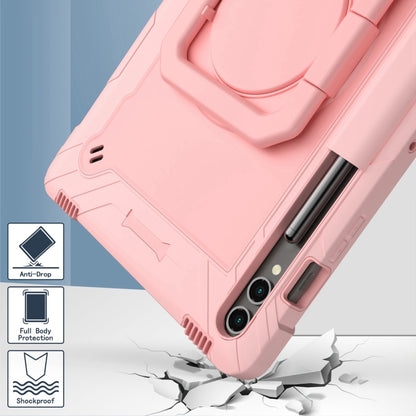 For Samsung Galaxy Tab S9 FE+ / S9+ Handle Robot Silicone Hybrid PC Tablet Case(Rose Gold) by bashfashion