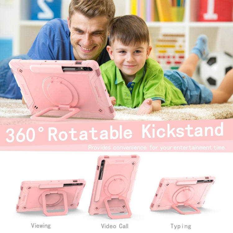 For Samsung Galaxy Tab S9 FE+ / S9+ Handle Robot Silicone Hybrid PC Tablet Case(Rose Gold) by bashfashion