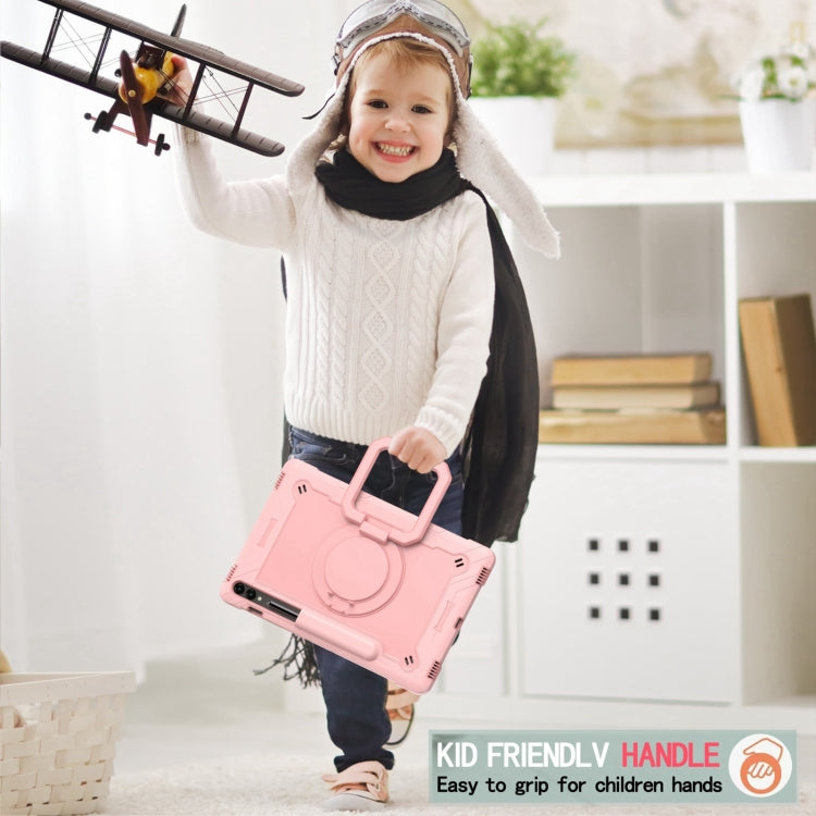 For Samsung Galaxy Tab S9 FE+ / S9+ Handle Robot Silicone Hybrid PC Tablet Case(Rose Gold) by bashfashion