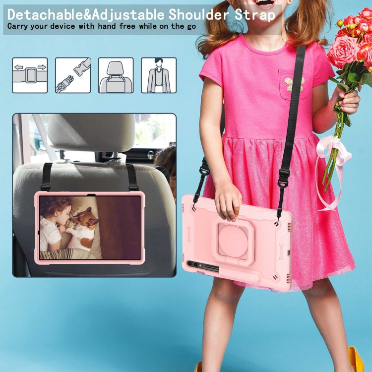 For Samsung Galaxy Tab S9 FE+ / S9+ Handle Robot Silicone Hybrid PC Tablet Case(Rose Gold) by bashfashion