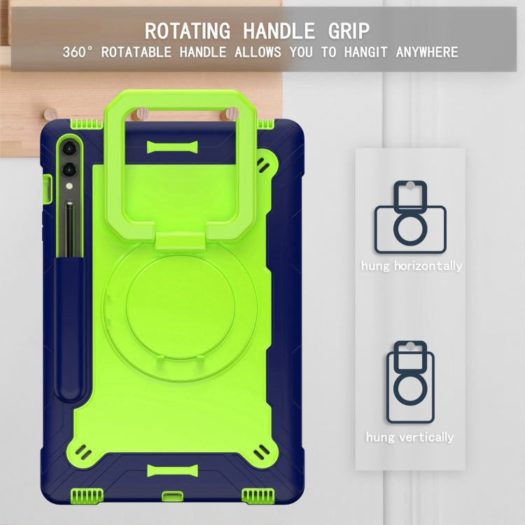 For Samsung Galaxy Tab S9 FE+ / S9+ Handle Robot Silicone Hybrid PC Tablet Case(Navy Yellow Green) by bashfashion