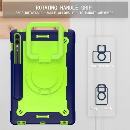 For Samsung Galaxy Tab S9 FE+ / S9+ Handle Robot Silicone Hybrid PC Tablet Case(Navy Yellow Green) by bashfashion