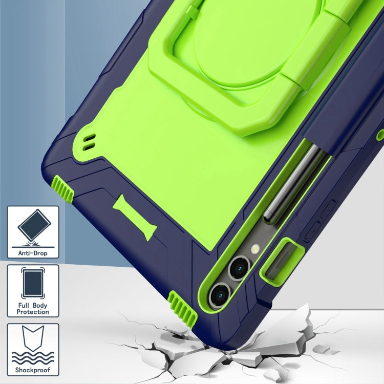 For Samsung Galaxy Tab S9 FE+ / S9+ Handle Robot Silicone Hybrid PC Tablet Case(Navy Yellow Green) by bashfashion