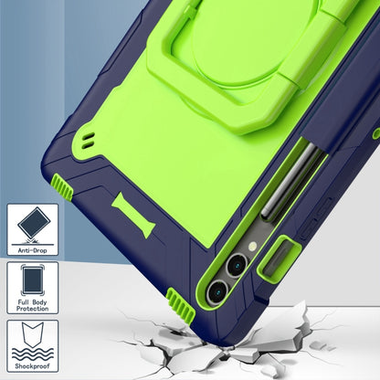 For Samsung Galaxy Tab S9 FE+ / S9+ Handle Robot Silicone Hybrid PC Tablet Case(Navy Yellow Green) by bashfashion