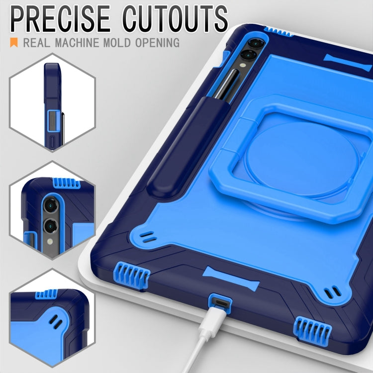 For Samsung Galaxy Tab S9 FE+ / S9+ Handle Robot Silicone Hybrid PC Tablet Case(Navy Blue Blue) by bashfashion