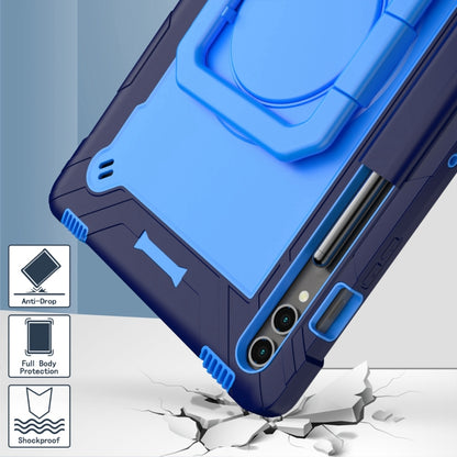 For Samsung Galaxy Tab S9 FE+ / S9+ Handle Robot Silicone Hybrid PC Tablet Case(Navy Blue Blue) by bashfashion