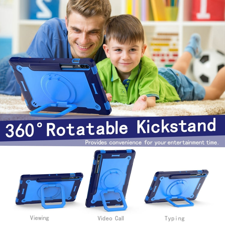For Samsung Galaxy Tab S9 FE+ / S9+ Handle Robot Silicone Hybrid PC Tablet Case(Navy Blue Blue) by bashfashion