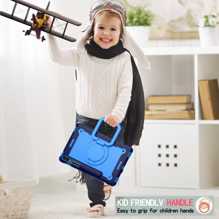 For Samsung Galaxy Tab S9 FE+ / S9+ Handle Robot Silicone Hybrid PC Tablet Case(Navy Blue Blue) by bashfashion