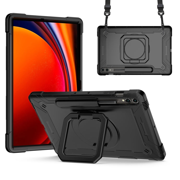 For Samsung Galaxy Tab S9 FE+ / S9+ Handle Robot Silicone Hybrid PC Tablet Case(Black) by bashfashion