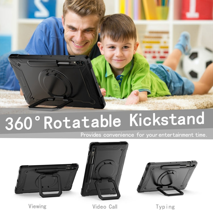 For Samsung Galaxy Tab S9 FE+ / S9+ Handle Robot Silicone Hybrid PC Tablet Case(Black) by bashfashion