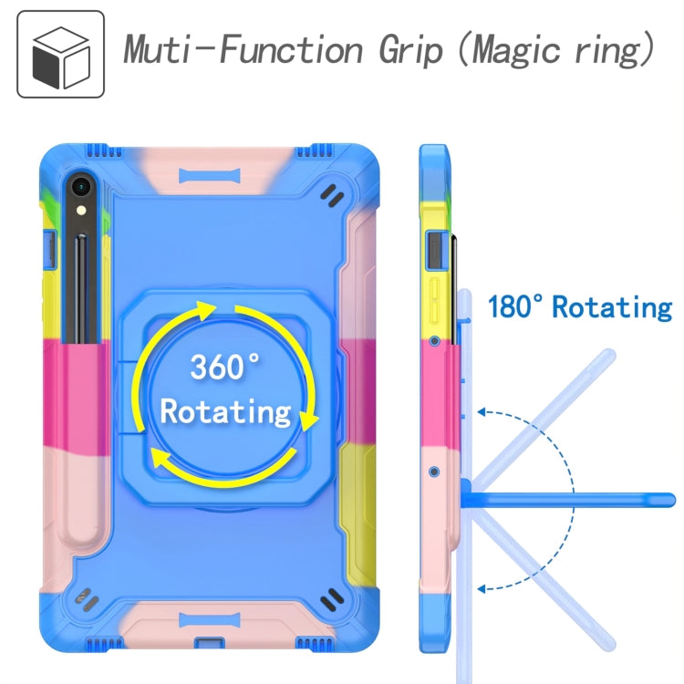 For Samsung Galaxy Tab S9 FE / S9 Handle Robot Silicone Hybrid PC Tablet Case(Camouflage Blue) by bashfashion