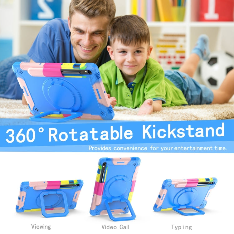 For Samsung Galaxy Tab S9 FE / S9 Handle Robot Silicone Hybrid PC Tablet Case(Camouflage Blue) by bashfashion