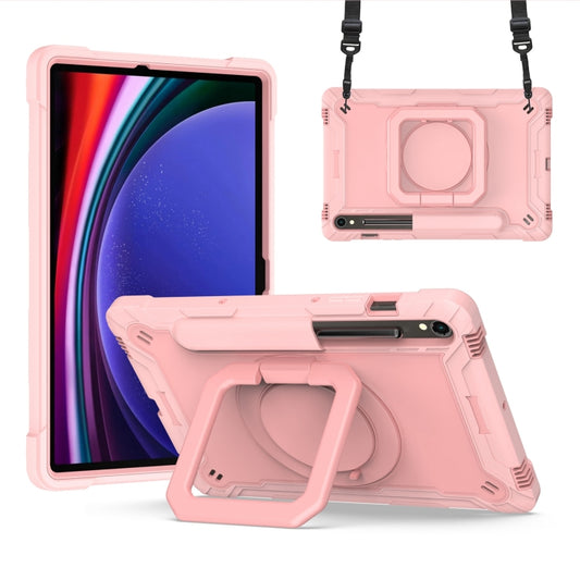 For Samsung Galaxy Tab S9 FE / S9 Handle Robot Silicone Hybrid PC Tablet Case(Rose Gold) by bashfashion