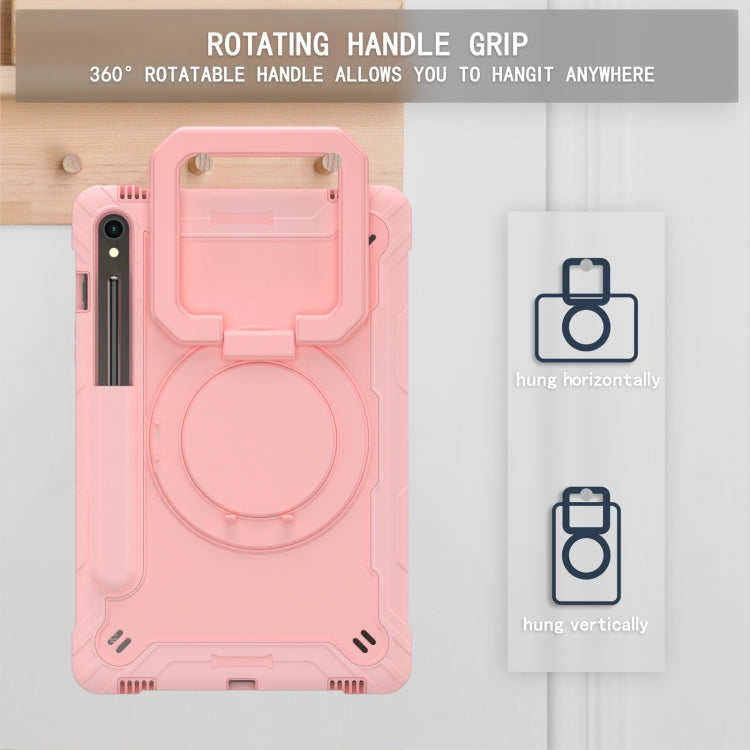 For Samsung Galaxy Tab S9 FE / S9 Handle Robot Silicone Hybrid PC Tablet Case(Rose Gold) by bashfashion