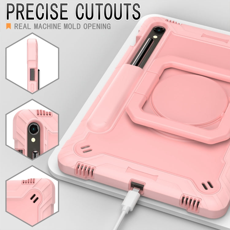 For Samsung Galaxy Tab S9 FE / S9 Handle Robot Silicone Hybrid PC Tablet Case(Rose Gold) by bashfashion