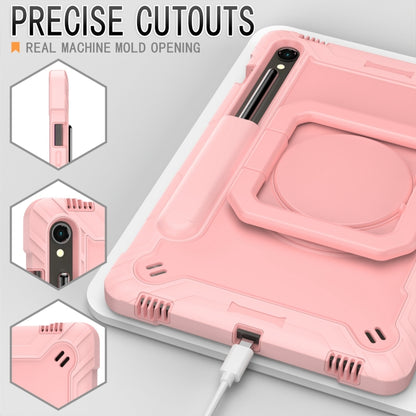 For Samsung Galaxy Tab S9 FE / S9 Handle Robot Silicone Hybrid PC Tablet Case(Rose Gold) by bashfashion