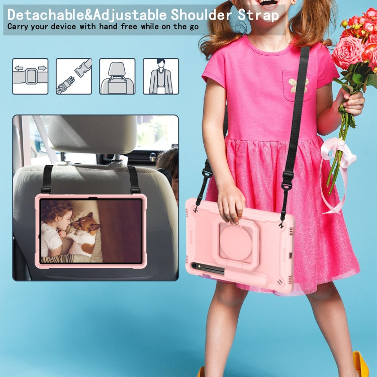 For Samsung Galaxy Tab S9 FE / S9 Handle Robot Silicone Hybrid PC Tablet Case(Rose Gold) by bashfashion