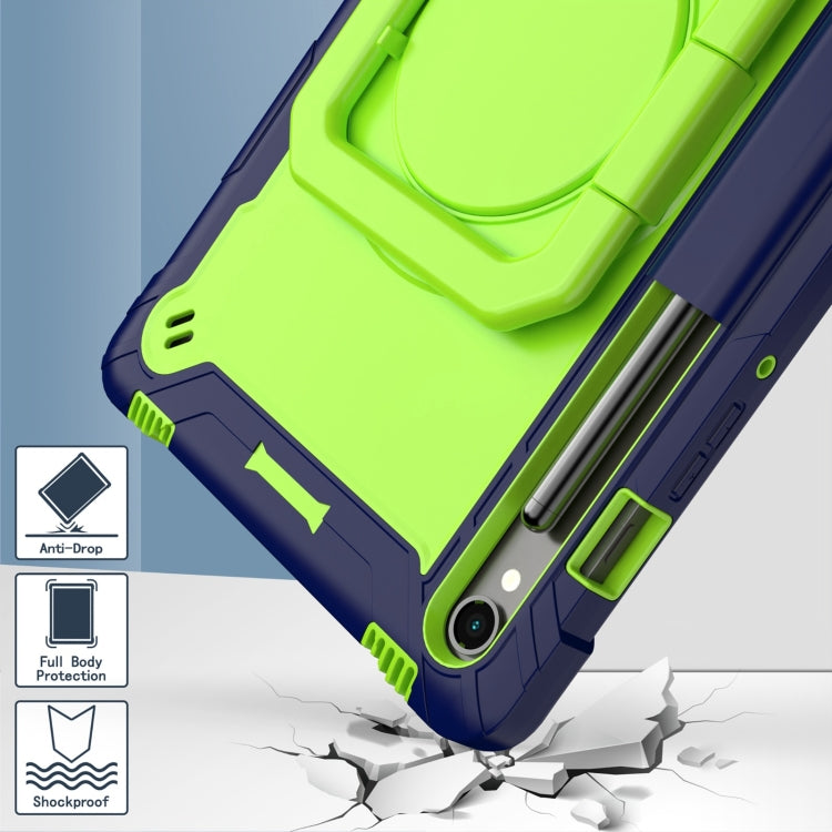 For Samsung Galaxy Tab S9 FE / S9 Handle Robot Silicone Hybrid PC Tablet Case(Navy Yellow Green) by bashfashion