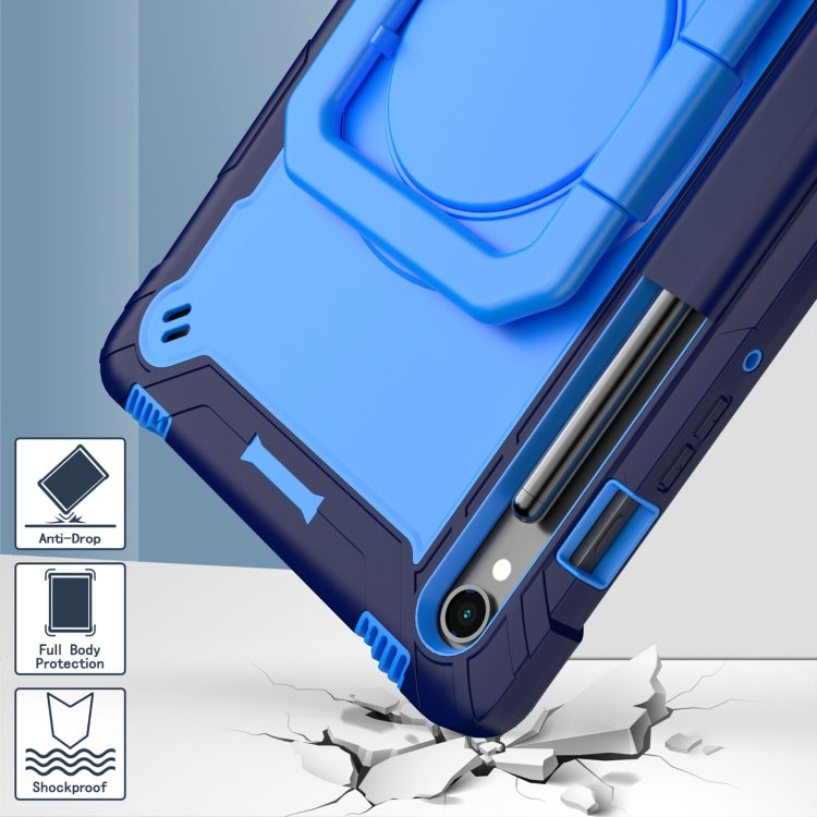 For Samsung Galaxy Tab S9 FE / S9 Handle Robot Silicone Hybrid PC Tablet Case(Navy Blue Blue) by bashfashion