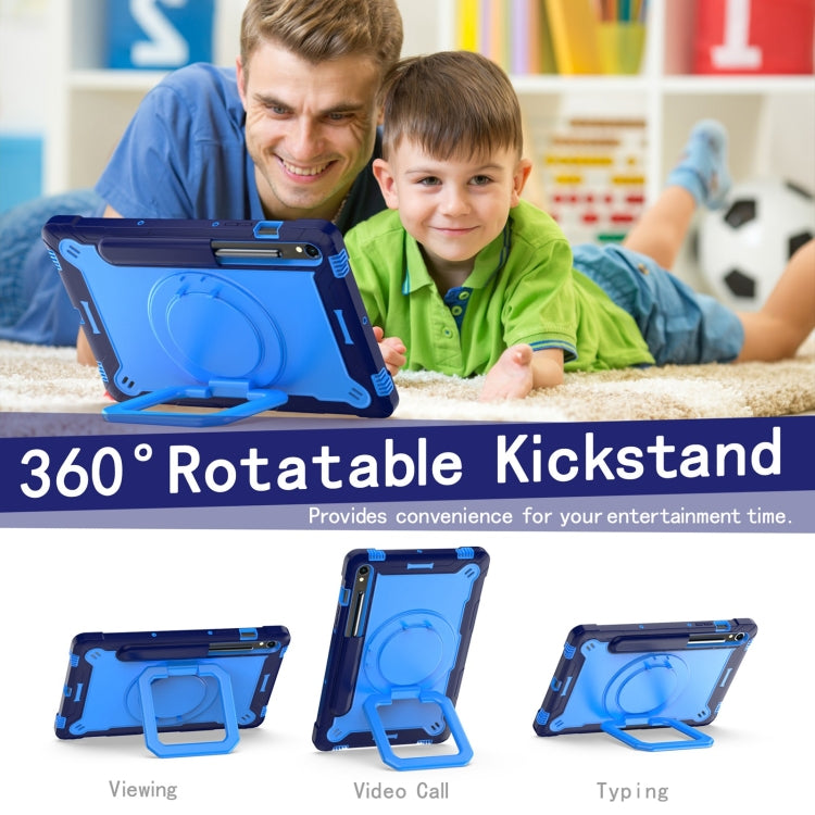 For Samsung Galaxy Tab S9 FE / S9 Handle Robot Silicone Hybrid PC Tablet Case(Navy Blue Blue) by bashfashion