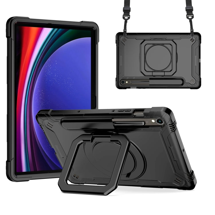 For Samsung Galaxy Tab S9 FE / S9 Handle Robot Silicone Hybrid PC Tablet Case(Black) by bashfashion