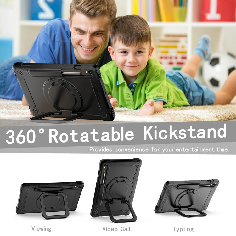 For Samsung Galaxy Tab S9 FE / S9 Handle Robot Silicone Hybrid PC Tablet Case(Black) by bashfashion