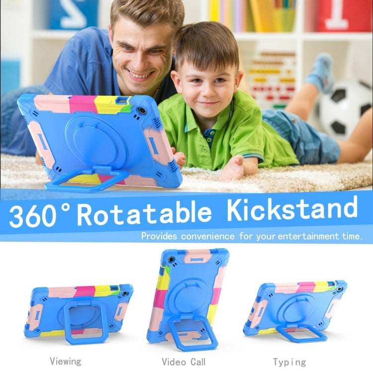 For Samsung Galaxy Tab A9+ Handle Robot Silicone Hybrid PC Tablet Case(Camouflage Blue) by bashfashion