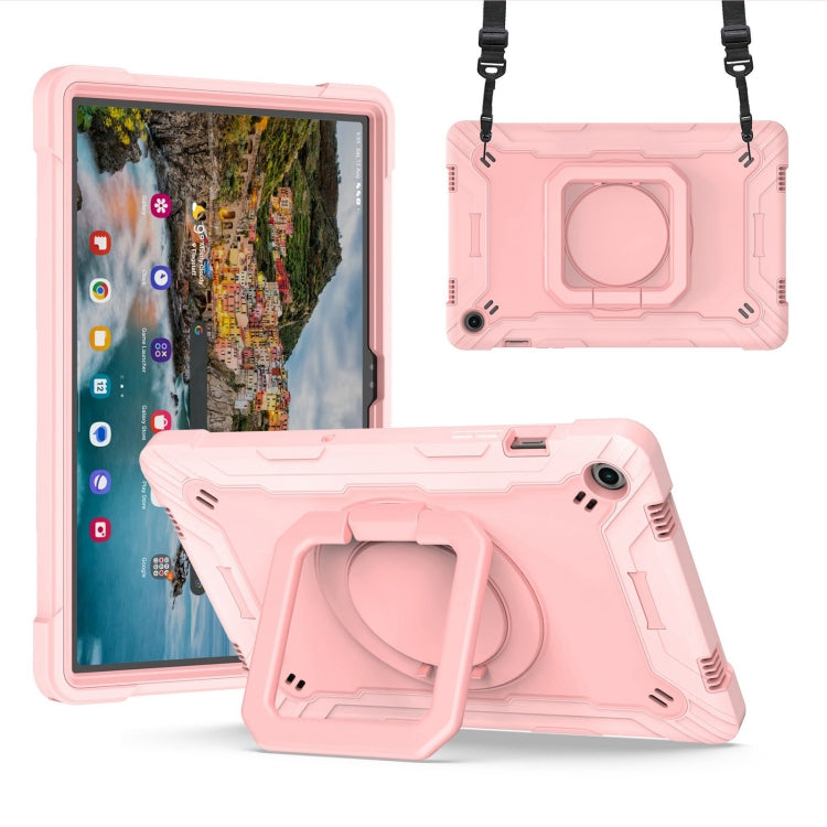For Samsung Galaxy Tab A9+ Handle Robot Silicone Hybrid PC Tablet Case(Rose Gold) by bashfashion