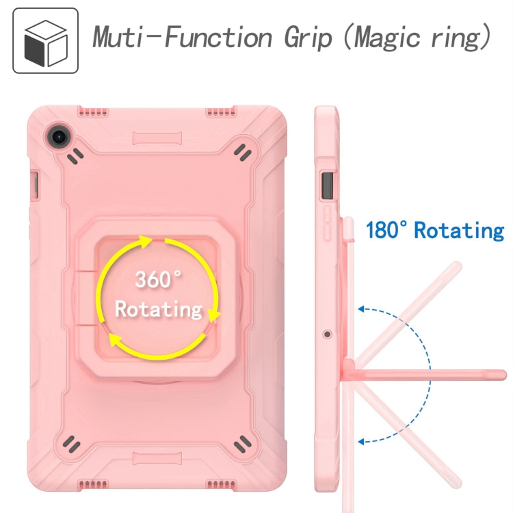 For Samsung Galaxy Tab A9+ Handle Robot Silicone Hybrid PC Tablet Case(Rose Gold) by bashfashion