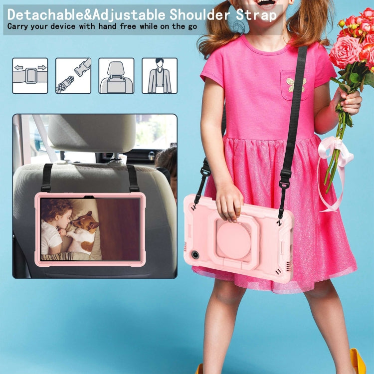 For Samsung Galaxy Tab A9+ Handle Robot Silicone Hybrid PC Tablet Case(Rose Gold) by bashfashion