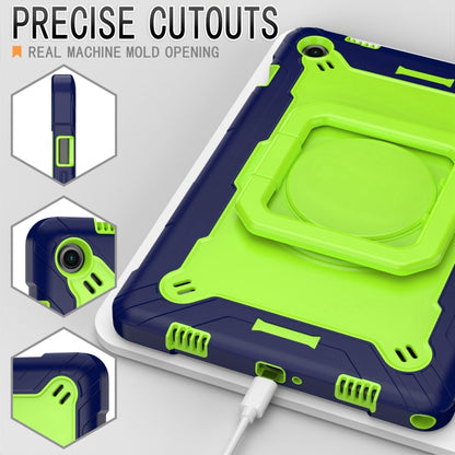 For Samsung Galaxy Tab A9+ Handle Robot Silicone Hybrid PC Tablet Case(Navy Yellow Green) by bashfashion
