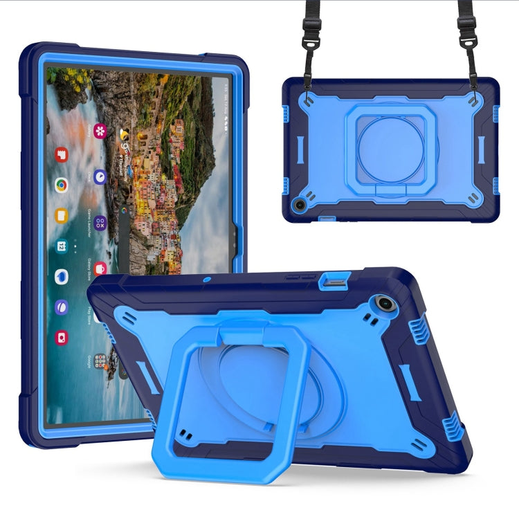 For Samsung Galaxy Tab A9+ Handle Robot Silicone Hybrid PC Tablet Case(Navy Blue Blue) by bashfashion
