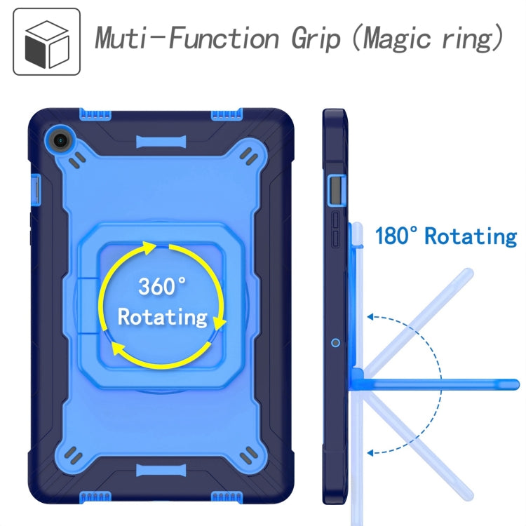 For Samsung Galaxy Tab A9+ Handle Robot Silicone Hybrid PC Tablet Case(Navy Blue Blue) by bashfashion