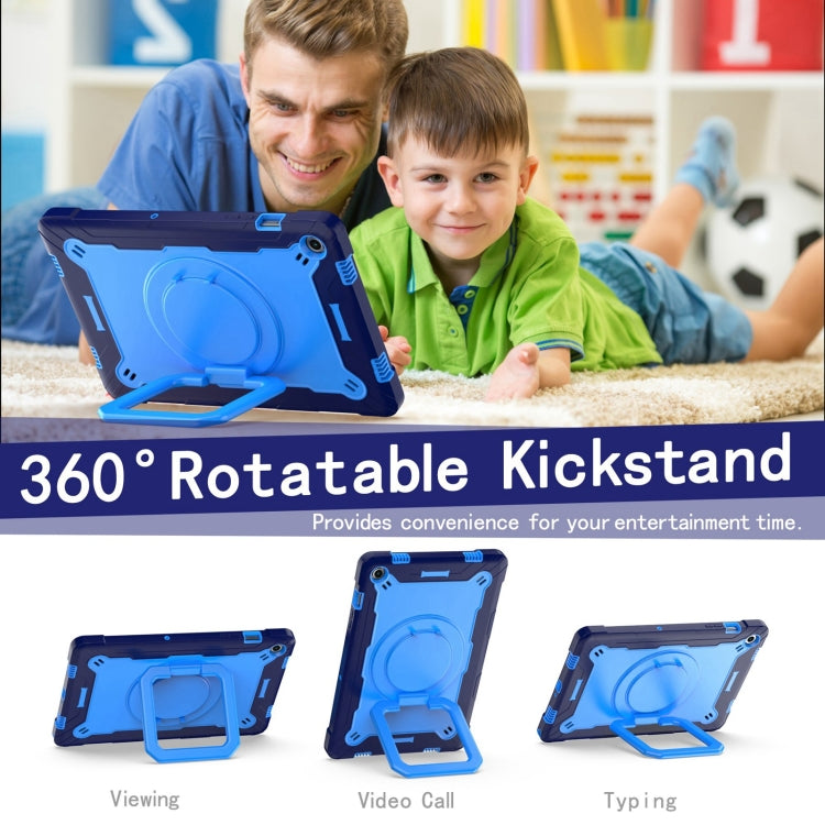 For Samsung Galaxy Tab A9+ Handle Robot Silicone Hybrid PC Tablet Case(Navy Blue Blue) by bashfashion