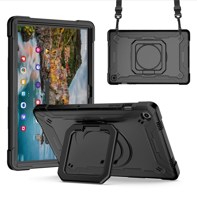 For Samsung Galaxy Tab A9+ Handle Robot Silicone Hybrid PC Tablet Case(Black) by bashfashion