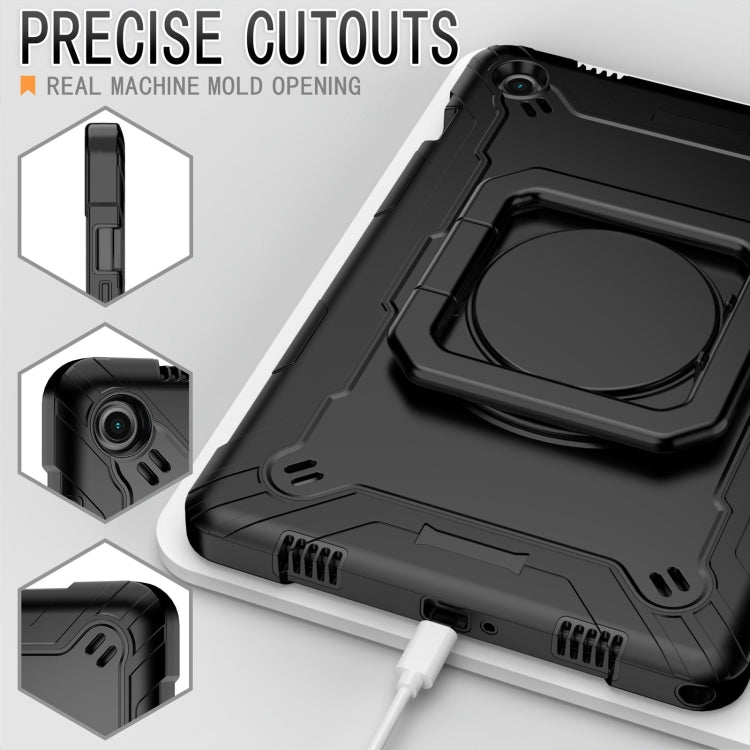 For Samsung Galaxy Tab A9+ Handle Robot Silicone Hybrid PC Tablet Case(Black) by bashfashion