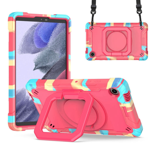 For Samsung Galaxy Tab A9 Handle Robot Silicone Hybrid PC Tablet Case(Camouflage Rose Red) by bashfashion