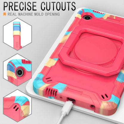 For Samsung Galaxy Tab A9 Handle Robot Silicone Hybrid PC Tablet Case(Camouflage Rose Red) by bashfashion