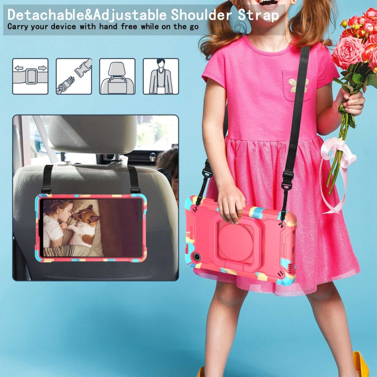 For Samsung Galaxy Tab A9 Handle Robot Silicone Hybrid PC Tablet Case(Camouflage Rose Red) by bashfashion