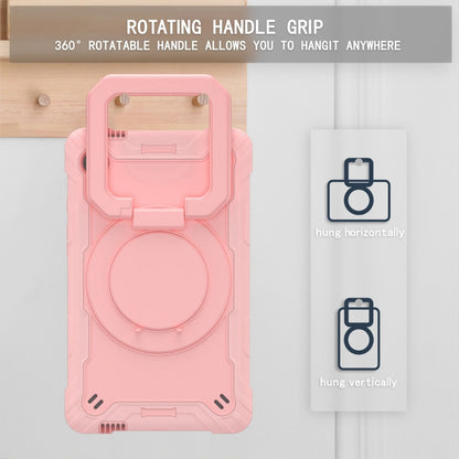 For Samsung Galaxy Tab A9 Handle Robot Silicone Hybrid PC Tablet Case(Rose Gold) by bashfashion