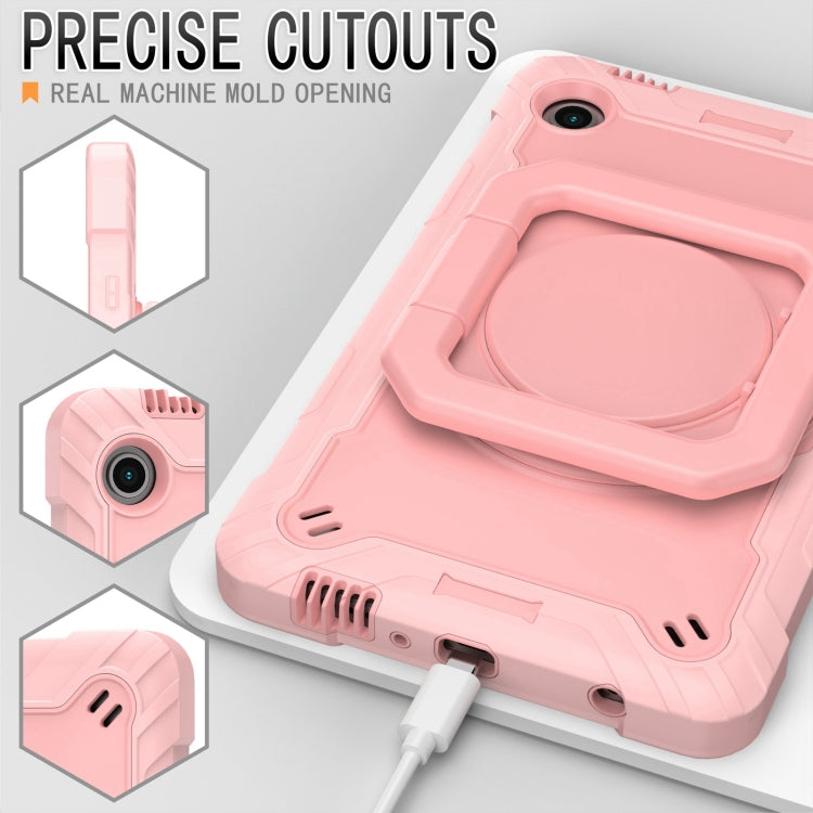For Samsung Galaxy Tab A9 Handle Robot Silicone Hybrid PC Tablet Case(Rose Gold) by bashfashion