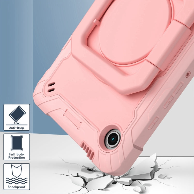 For Samsung Galaxy Tab A9 Handle Robot Silicone Hybrid PC Tablet Case(Rose Gold) by bashfashion