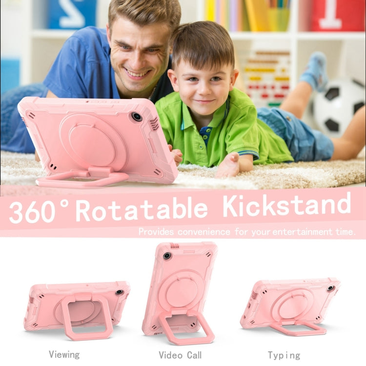 For Samsung Galaxy Tab A9 Handle Robot Silicone Hybrid PC Tablet Case(Rose Gold) by bashfashion