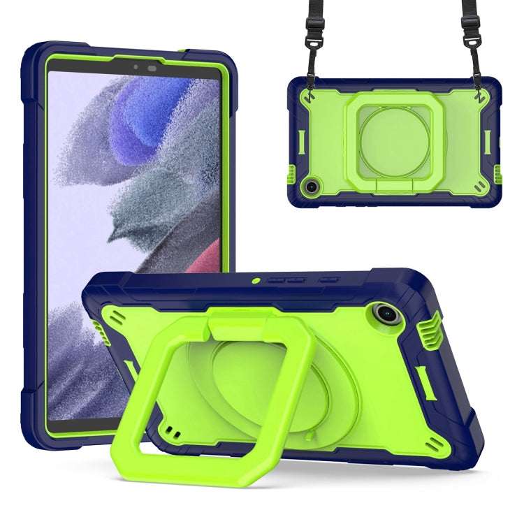 For Samsung Galaxy Tab A9 Handle Robot Silicone Hybrid PC Tablet Case(Navy Yellow Green) by bashfashion