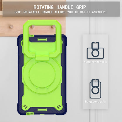 For Samsung Galaxy Tab A9 Handle Robot Silicone Hybrid PC Tablet Case(Navy Yellow Green) by bashfashion